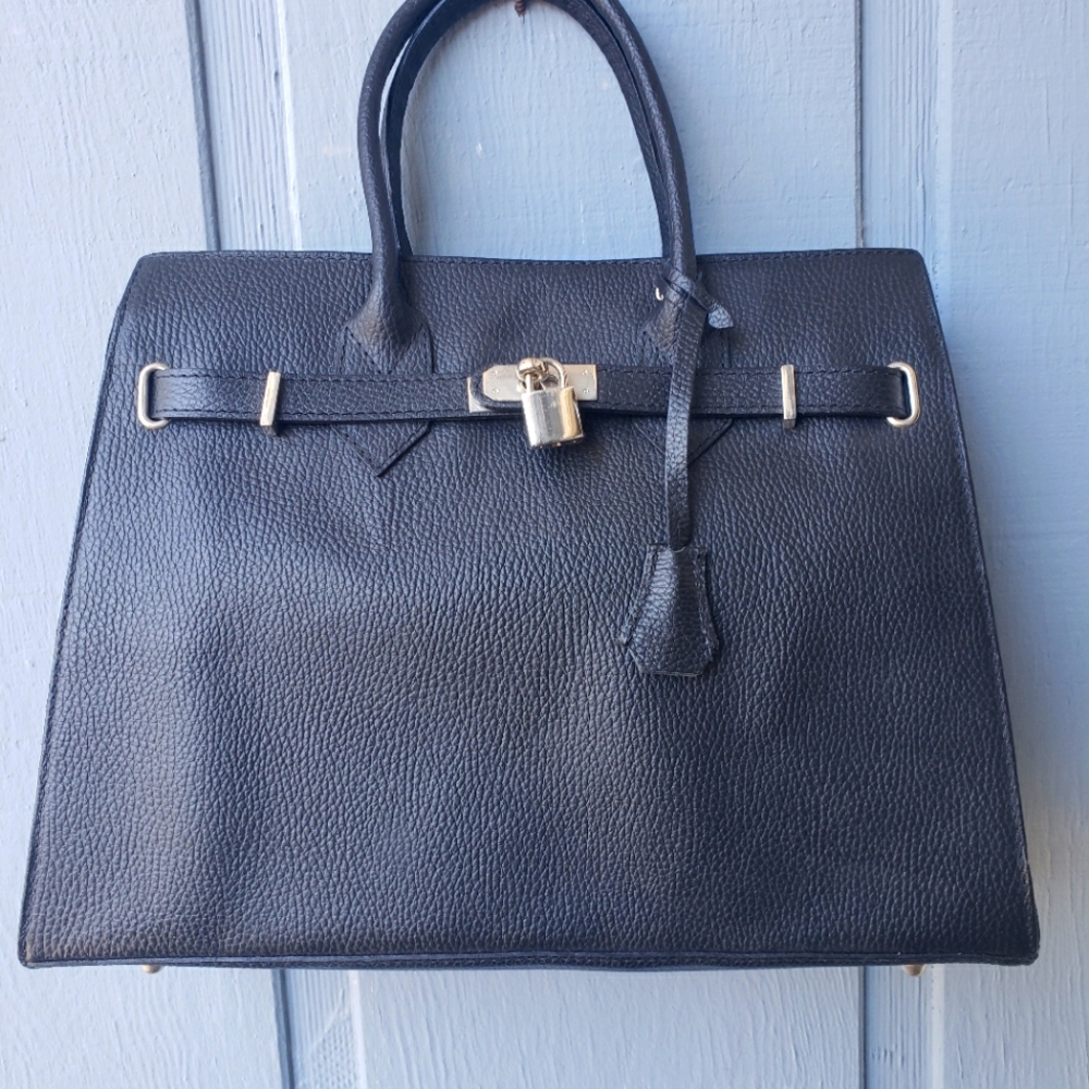 NWOT black leather bag